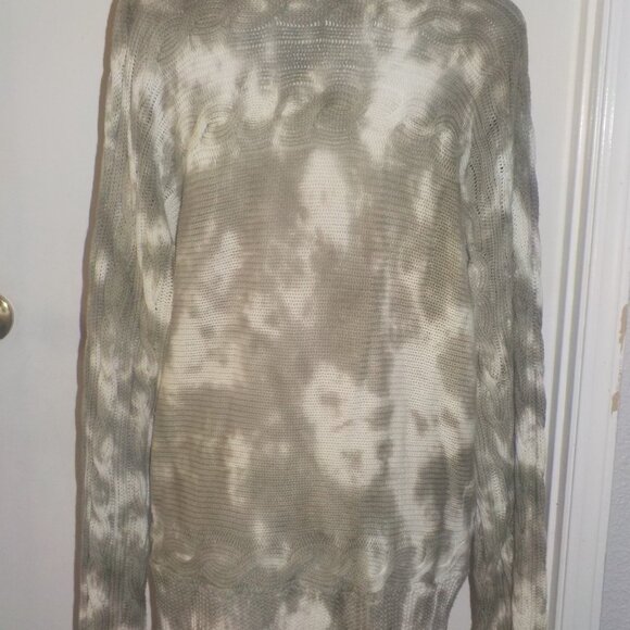 GILDED INTENT SIZE SMALL GREEN AND CREAM TIE-DYE OPEN FRONT CARDIGAN SWEATER - Picture 10 of 11